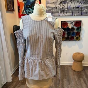 MICHAEL Michael Kors Black and White Striped Blouse